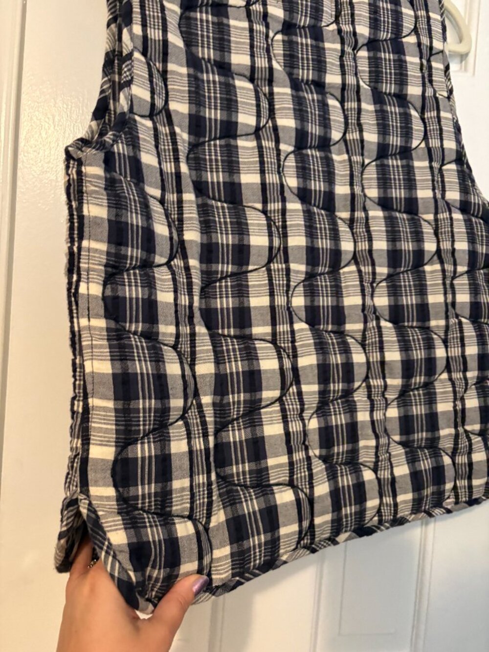 Damson Madder Arte Toggle Gilet Cotton Ruffle Plaid Vest - UK 10 / US 6 - Picture 5 of 9